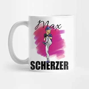 Max Scherzer Cartoon Baseball Player MLB (black text) Mug